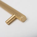 Solid Brass Straight Knurled Kitchen Pull Handles & Knobs - Satin Brass Finish