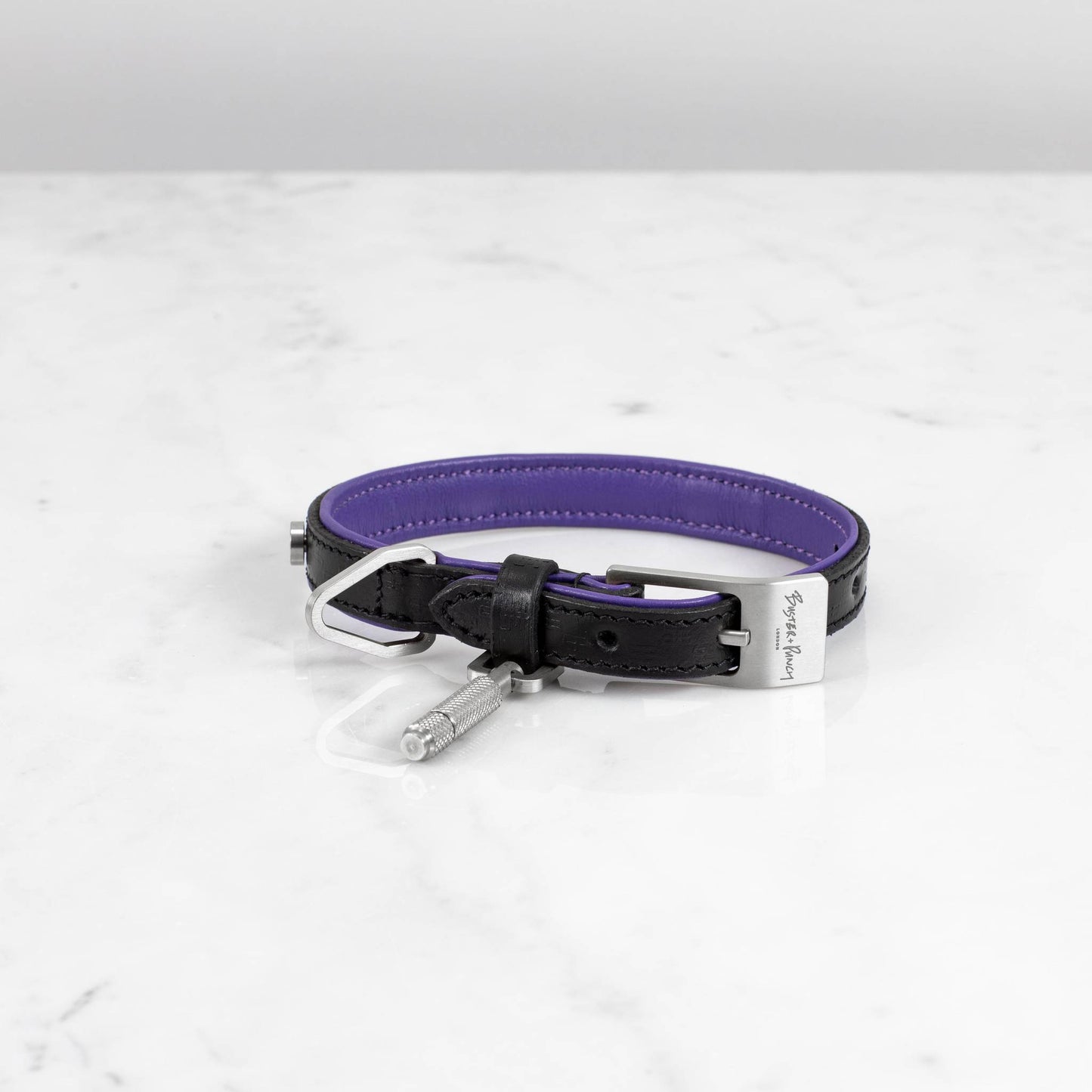 Buster + Punch Dog Collar / Cross / Black / Purple Steel