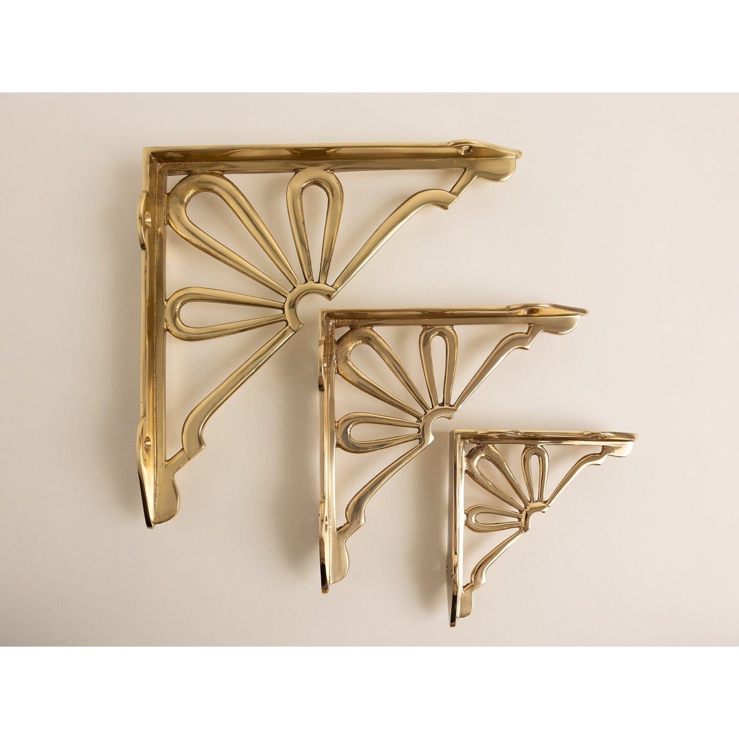 Polished Brass Flower Shelf Brackets - Heavy Duty Solid Brass - Brass bee