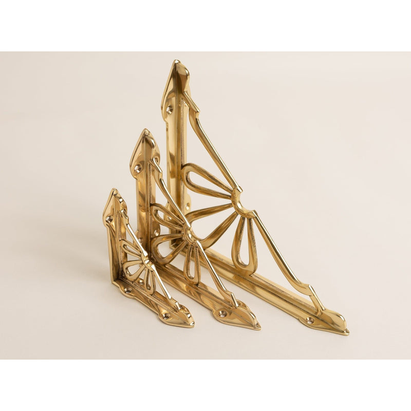 Polished Brass Flower Shelf Brackets - Heavy Duty Solid Brass - Brass bee