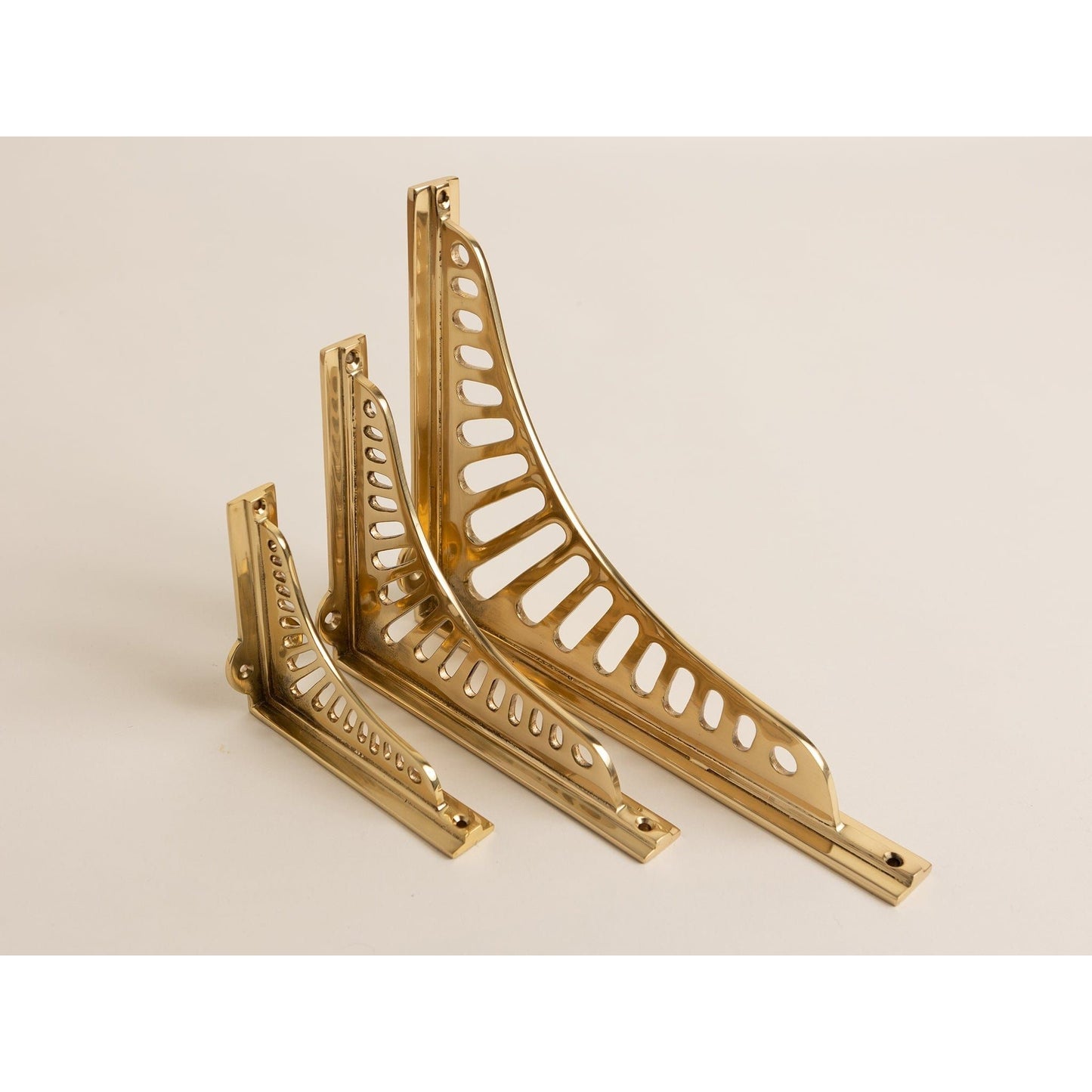 Polished Brass Sunrise Shelf Brackets - Heavy Duty Solid Brass - Brass bee