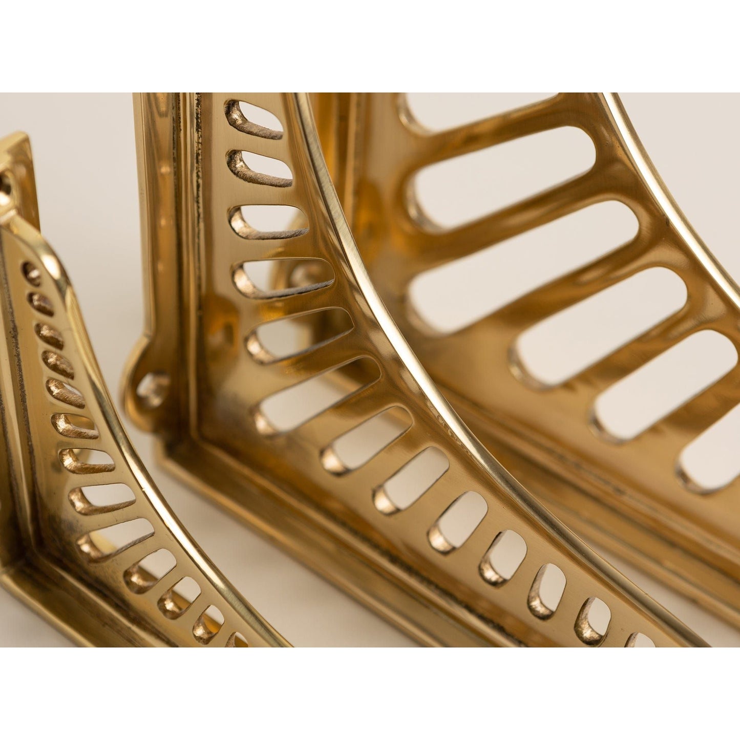 Polished Brass Sunrise Shelf Brackets - Heavy Duty Solid Brass - Brass bee