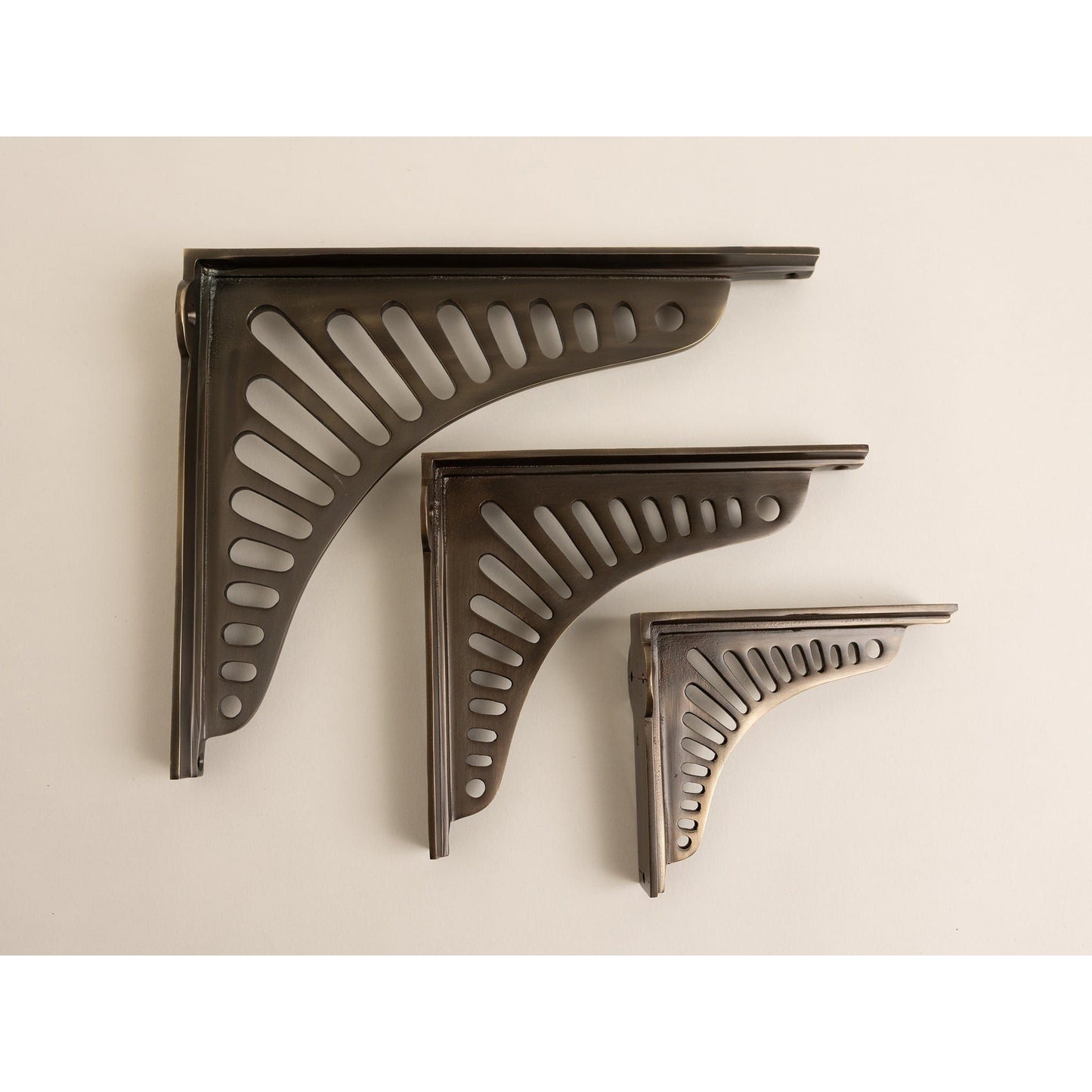 Antique Brass Sunrise Shelf Brackets - Heavy Duty Solid Brass - Brass bee