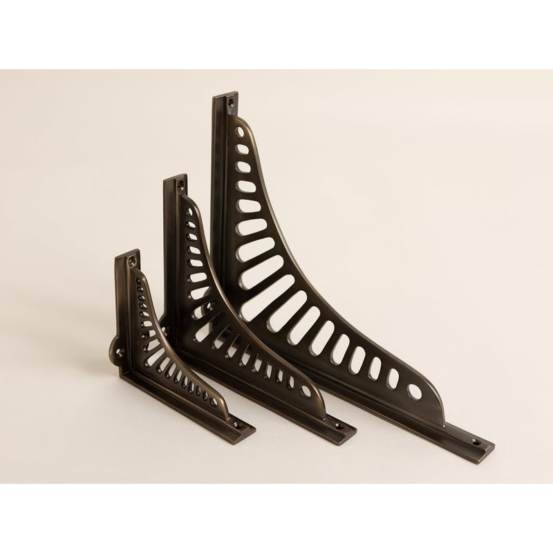 Antique Brass Sunrise Shelf Brackets - Heavy Duty Solid Brass - Brass bee