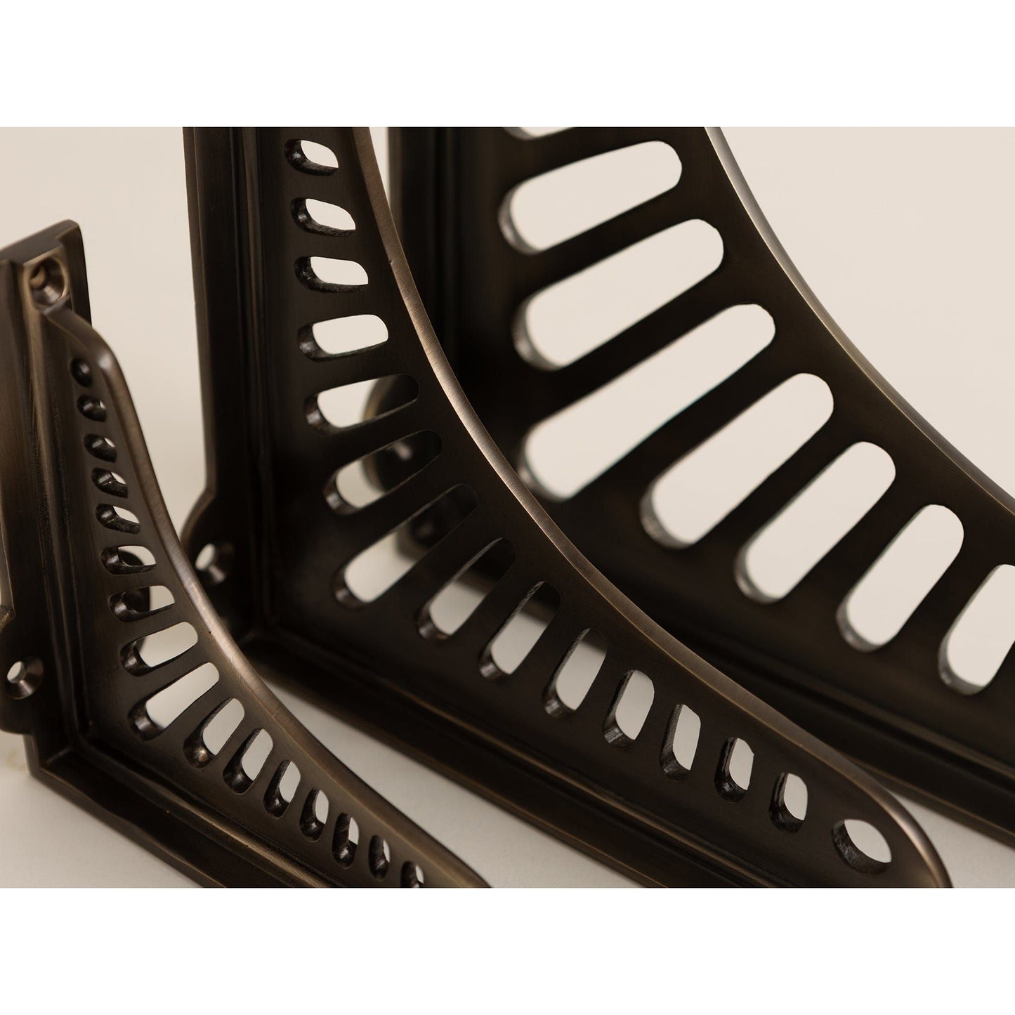 Antique Brass Sunrise Shelf Brackets - Heavy Duty Solid Brass - Brass bee