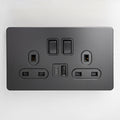 Matte Black Switches and Sockets - Straight Knurled Design