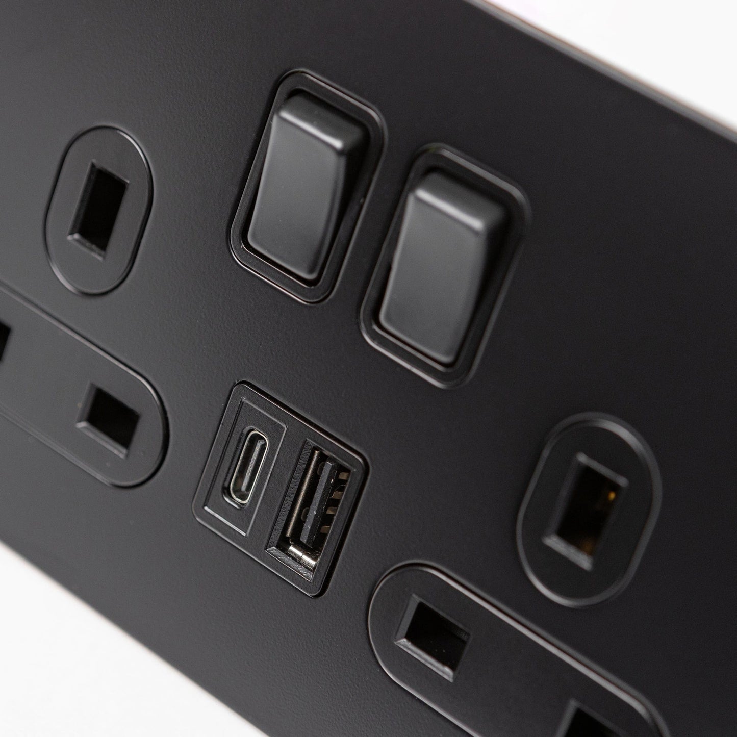 Matte Black Switches and Sockets - Straight Knurled Design