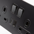 Matte Black Switches and Sockets - Straight Knurled Design