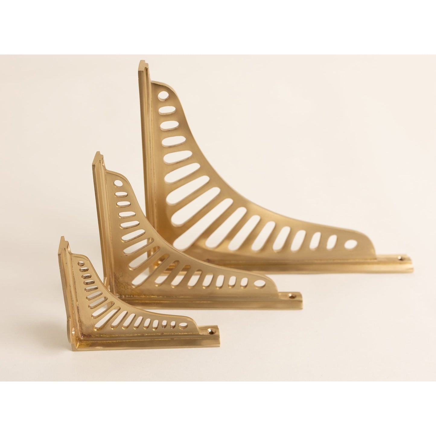 Satin Brass Sunrise Shelf Brackets - Heavy Duty Solid Brass - Brass bee