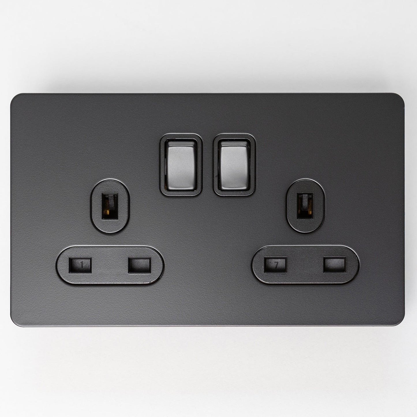 Matte Black Switches and Sockets - Straight Knurled Design