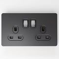 Matte Black Switches and Sockets - Straight Knurled Design