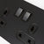 Matte Black / double 13A switched socket