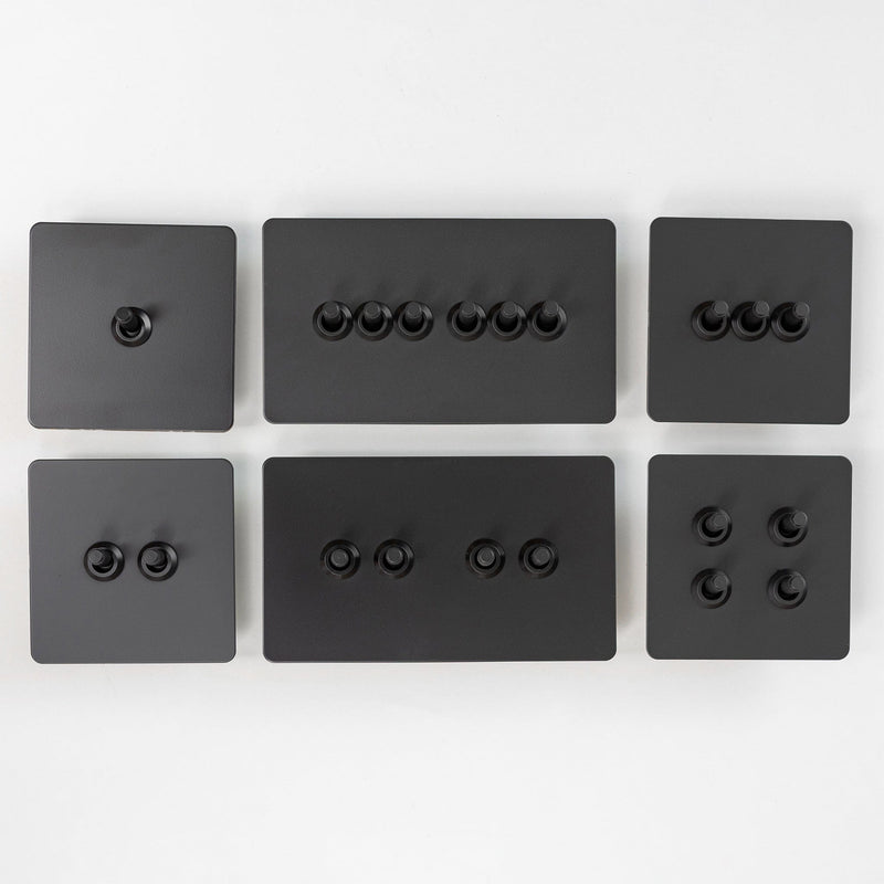 Matte Black Switches and Sockets - Straight Knurled Design