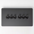 Matte Black Switches and Sockets - Straight Knurled Design