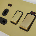 Satin Brass Switches and Sockets - Straight Knurled Design
