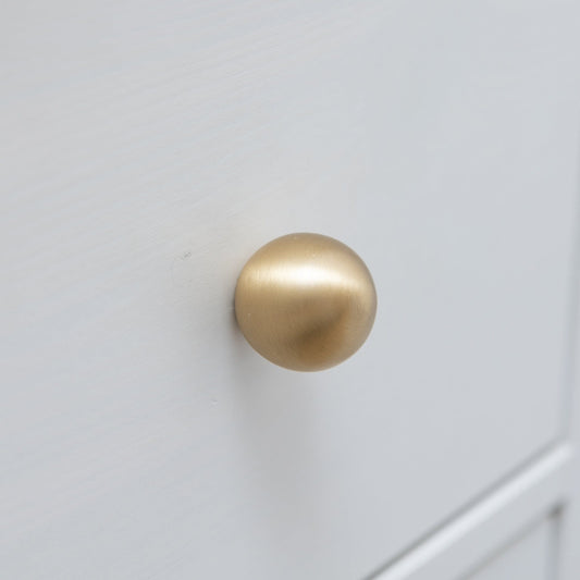 Solid Brass Cylindrical Drawer Knob - Satin Brass Finish