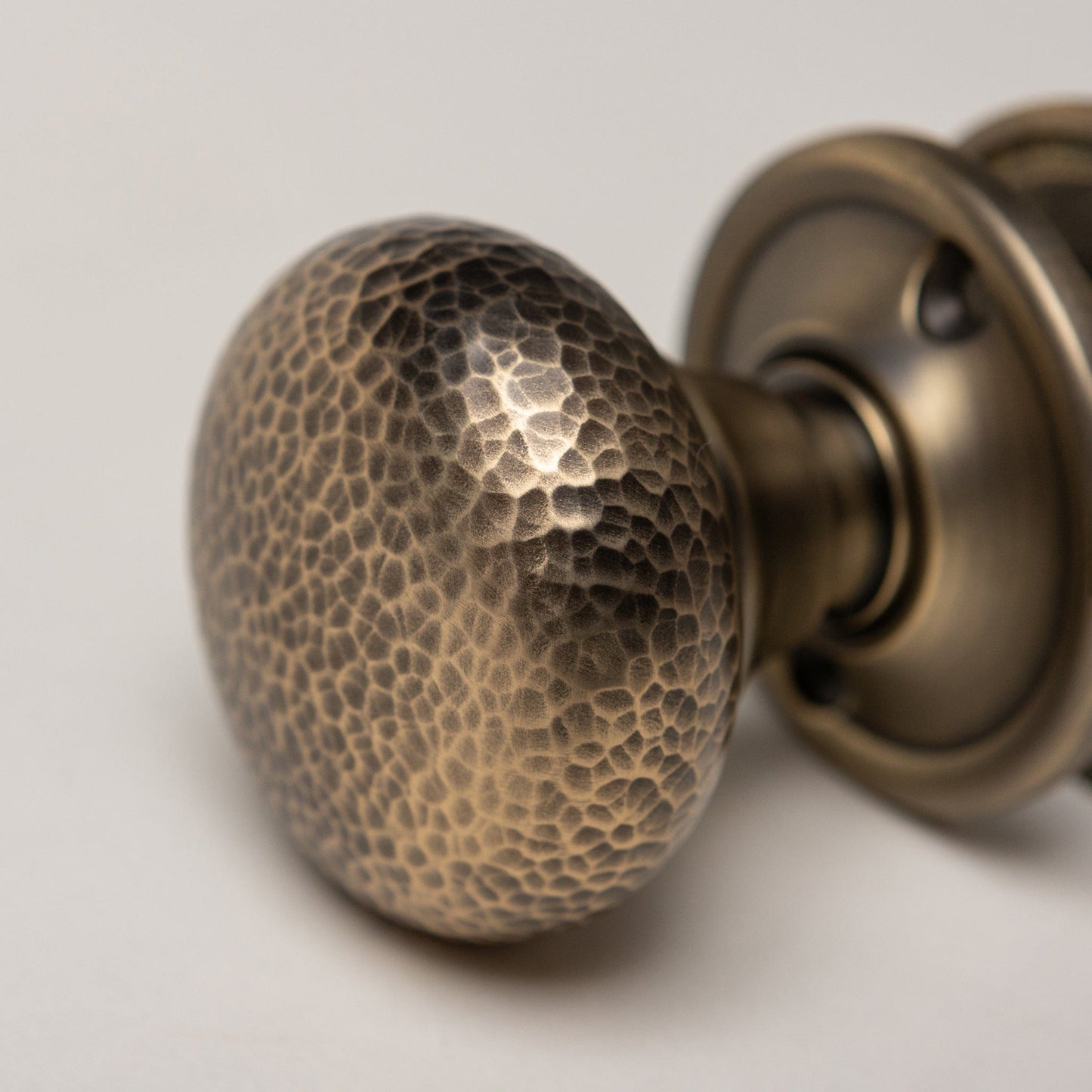 Solid Brass Door Knobs - Hammered Antique Brass (Pair) | Thumbturns & Latches
