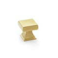 Alexander & Wilks Jesper Square Cupboard Knob in a polished gold finish, featuring a square shape with a tapered base for easy grip.