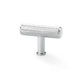 Alexander & Wilks Crispin Knurled T-Bar Cupboard Knob with a sleek silver finish, featuring a textured knurled surface and a cylindrical base, designed for stylish cabinetry.
