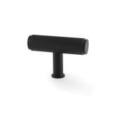Alexander & Wilks Crispin Knurled T-Bar Cupboard Knob in black, featuring a textured T-bar design and a cylindrical base, made from durable material for cabinetry and furniture.