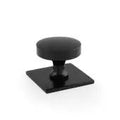 Alexander & Wilks Bullion Cupboard Knob on Square Backplate in black, featuring a round knob design mounted on a square backplate, made of durable materials for long-lasting use.