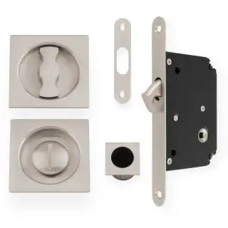 Sliding Door Lock Set - Square Roses - Radius Forend & Strike