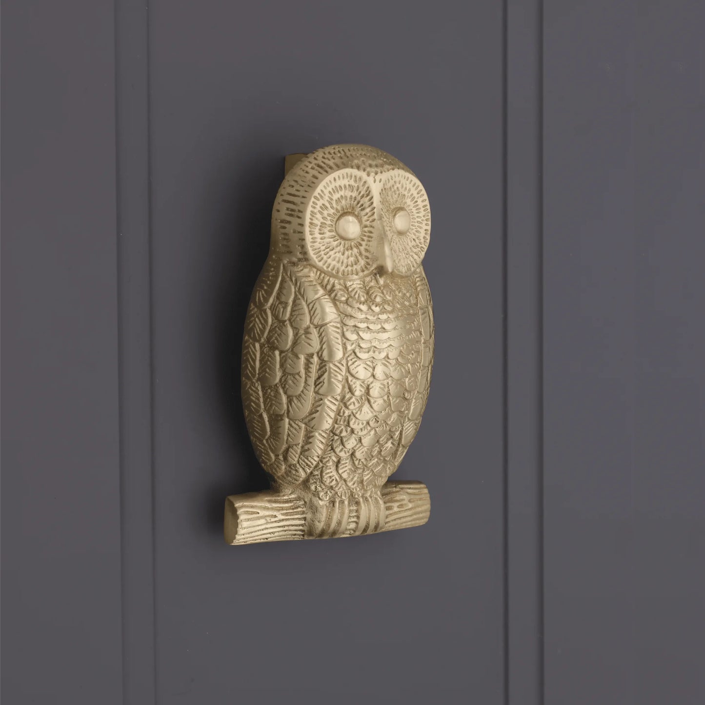 Owl Door Knocker satin brass