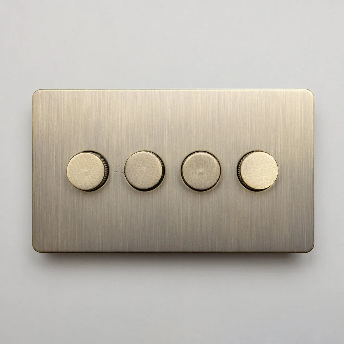 Antique Brass 4 Gang 2 Way Dimmer Switch with Straight Knurled Design