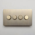 Antique Brass 4 Gang 2 Way Dimmer Switch with Straight Knurled Design