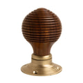 Beehive Door Knobs - Rosewood & Satin Brass (Pair) - Brass bee
