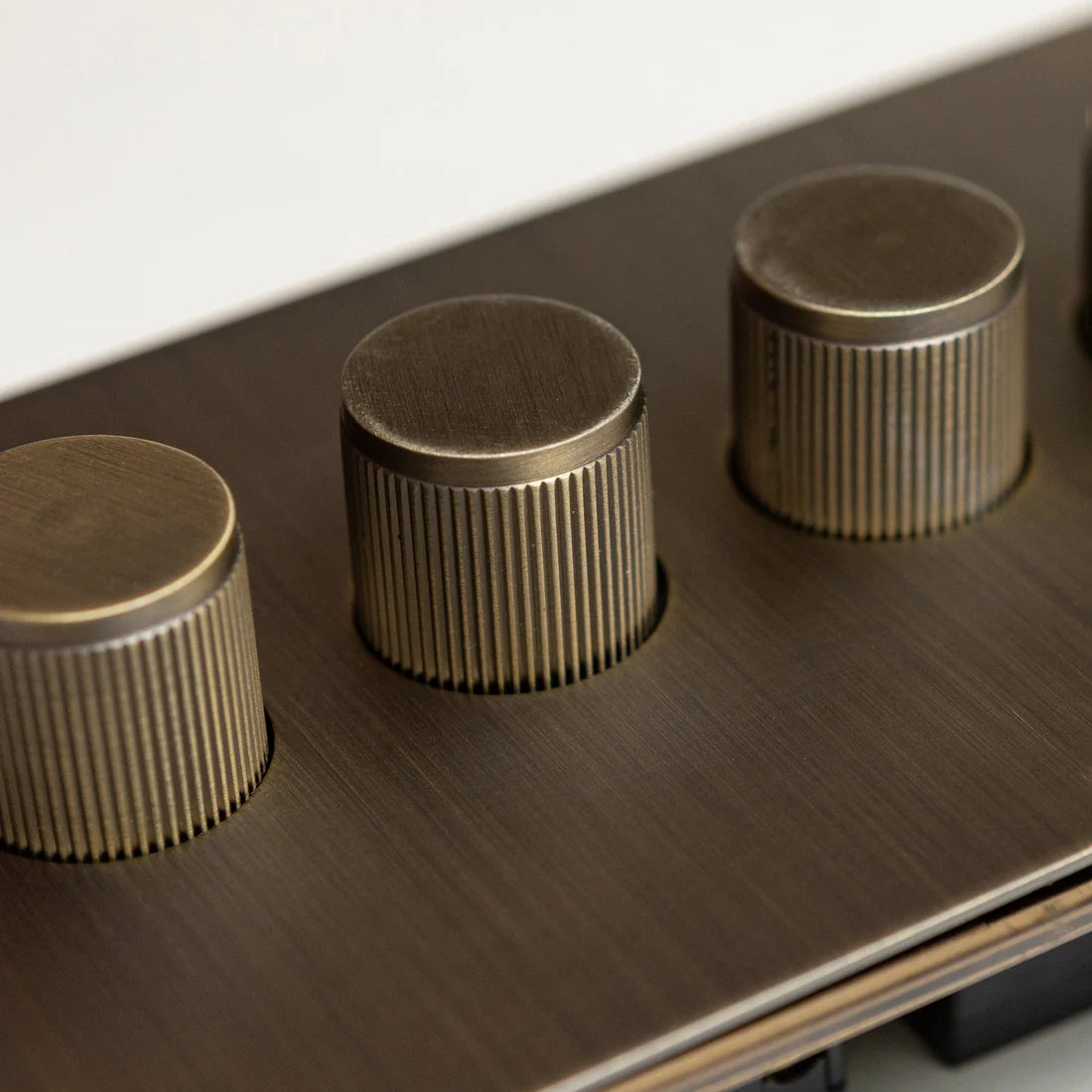 Antique Brass Switches and Sockets - Straight Knurled Design