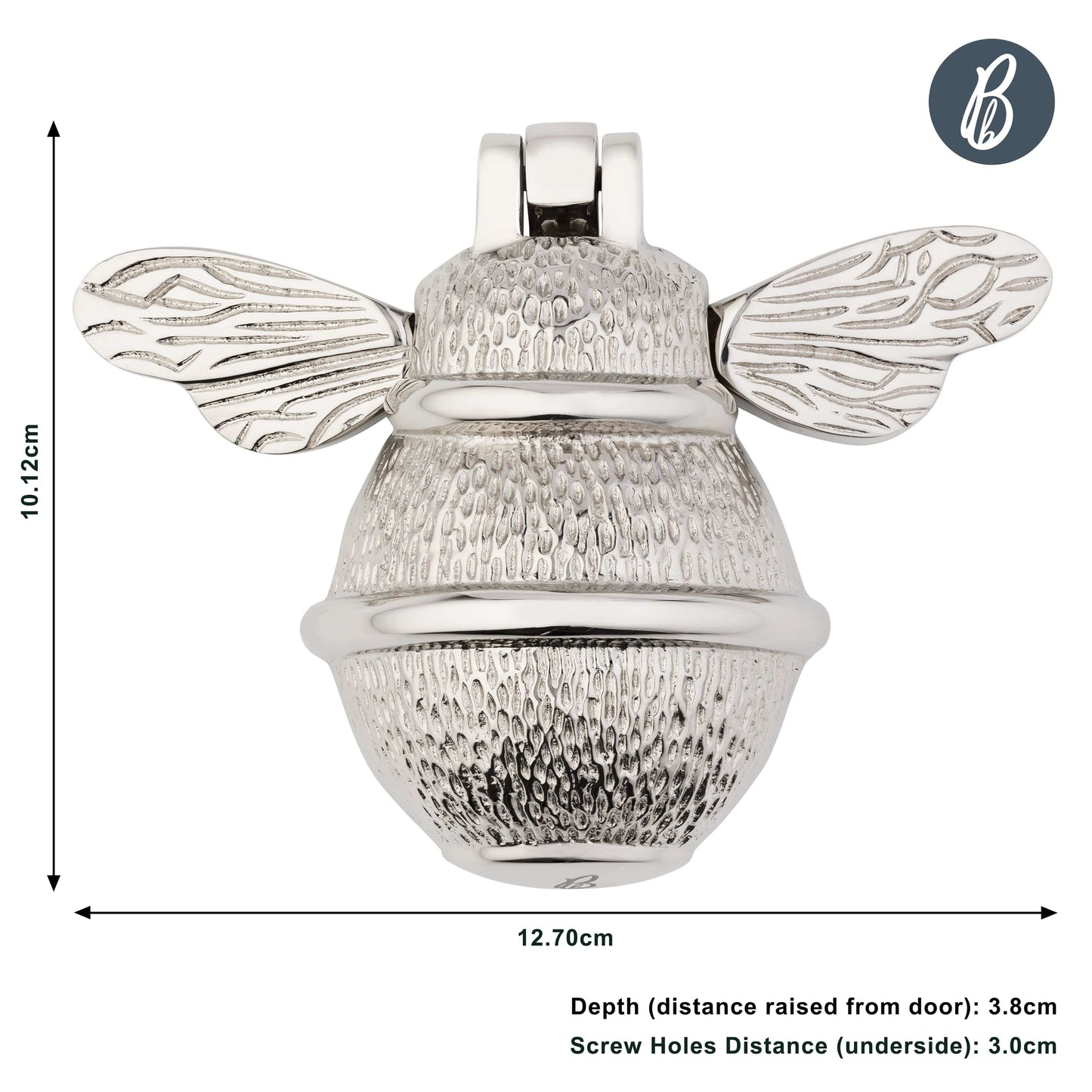 Brass Bumble Bee Door Knocker - Nickel Finish - Brass bee