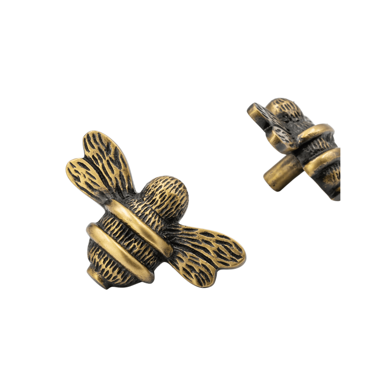 Brass Bee Drawer Cabinet Knob - Heritage Finish - Brass bee