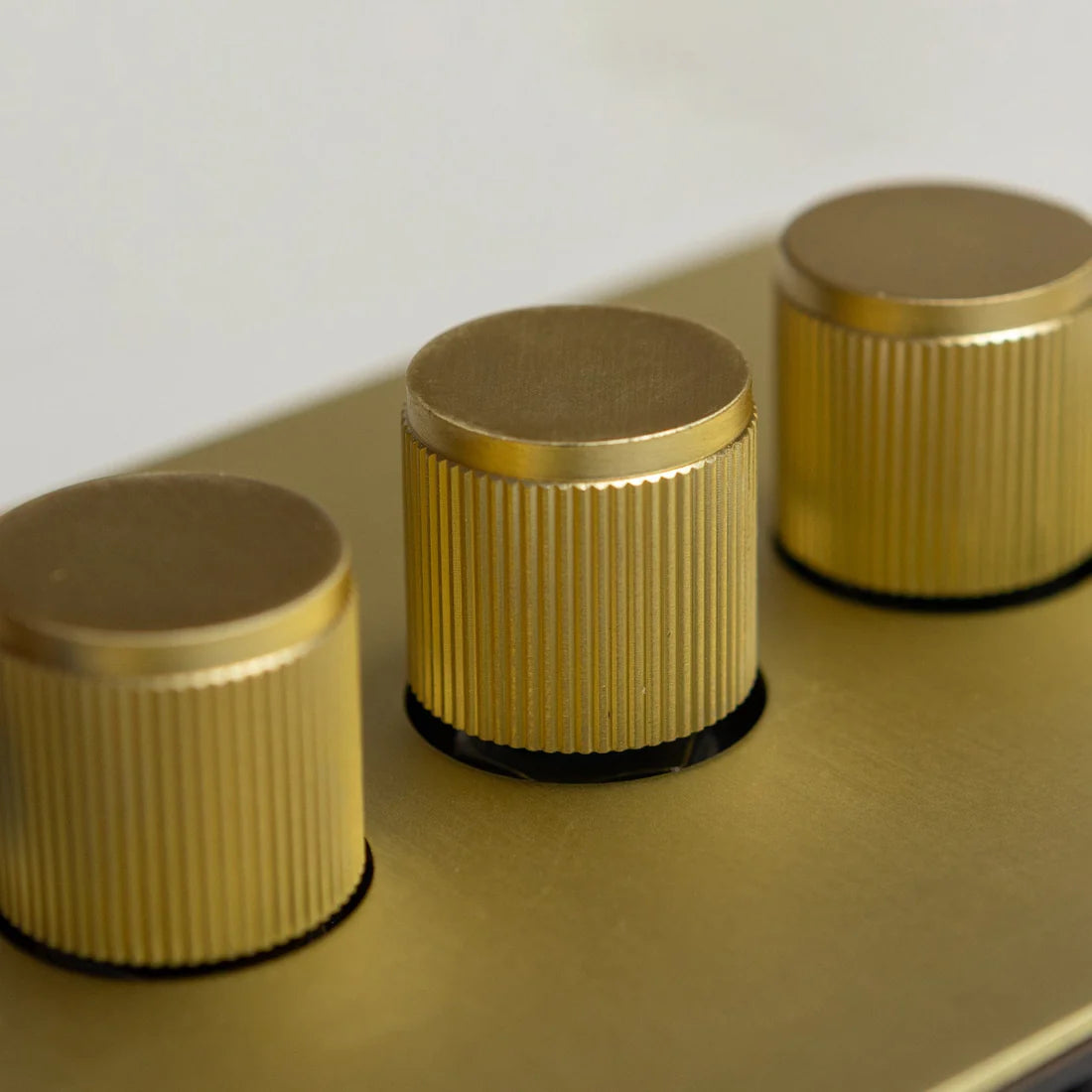Satin Brass Switches and Sockets - Straight Knurled Design