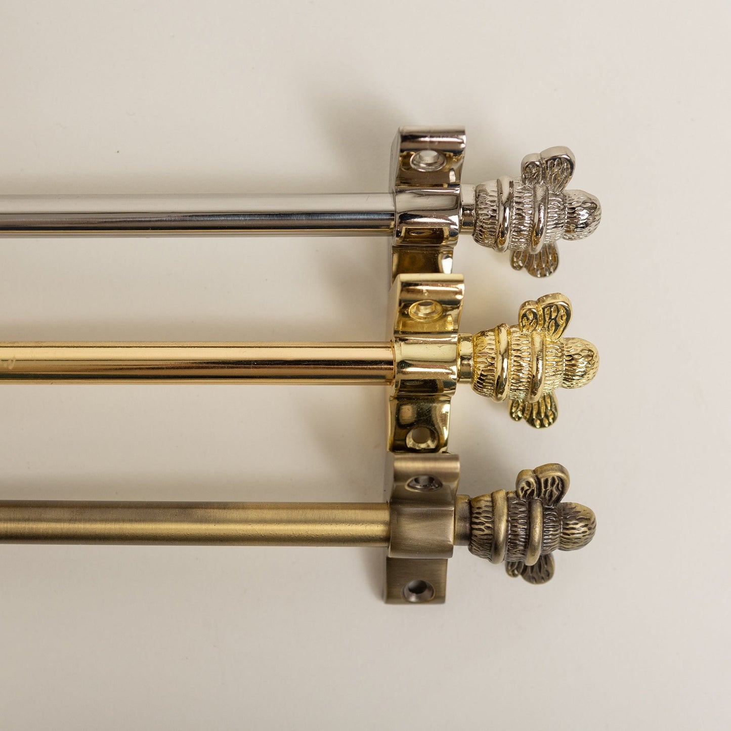 Antique Brass Stair Rods with Brass Bee Finials - 725mm