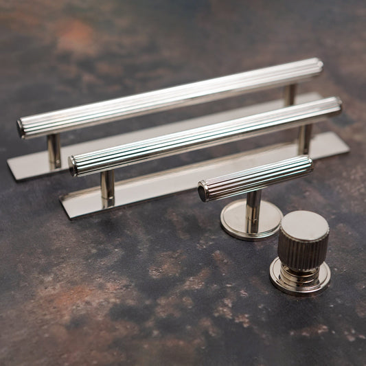 Brass Bee Knurled Cabinet-Handle Backplate — 160mm Polished Nickel (Spare/Accessory)