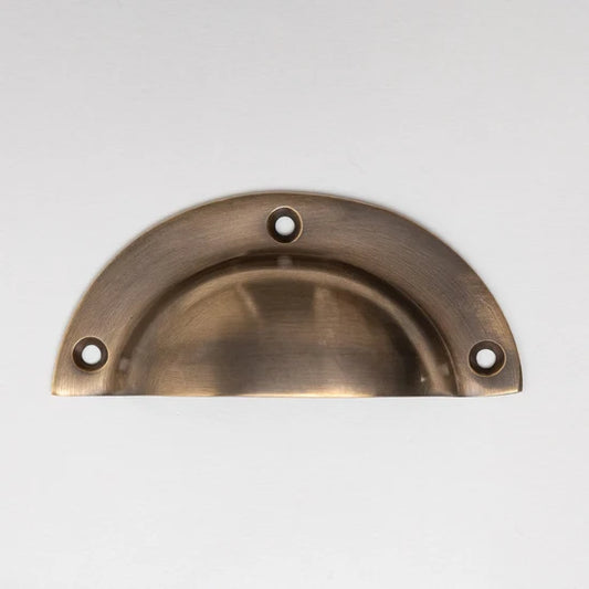 Solid Brass Victorian Kitchen Round Cup Pulls - Antique Brass