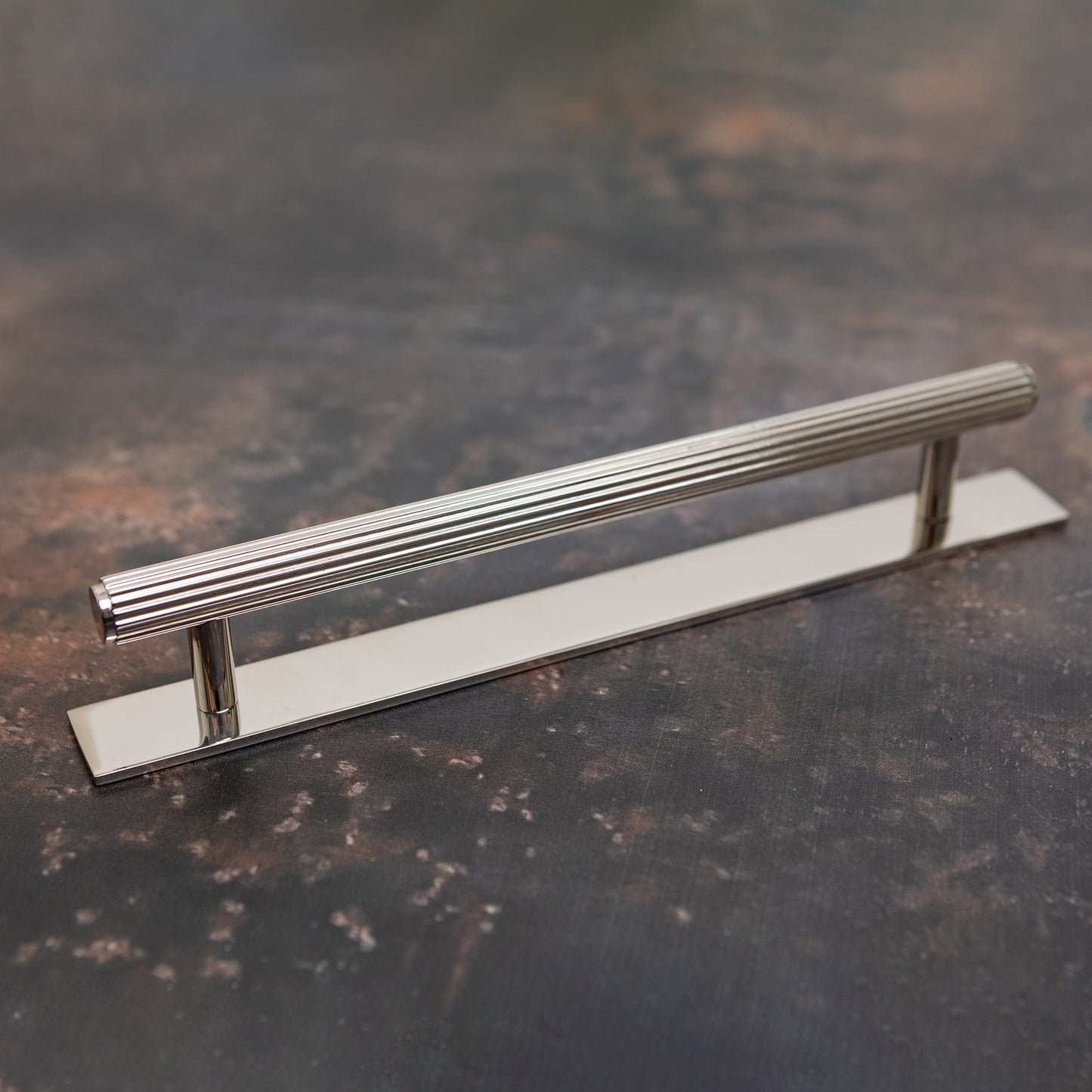 Solid Brass Straight Knurled Kitchen Pull Handles & Knobs - Polished Nickel Finish