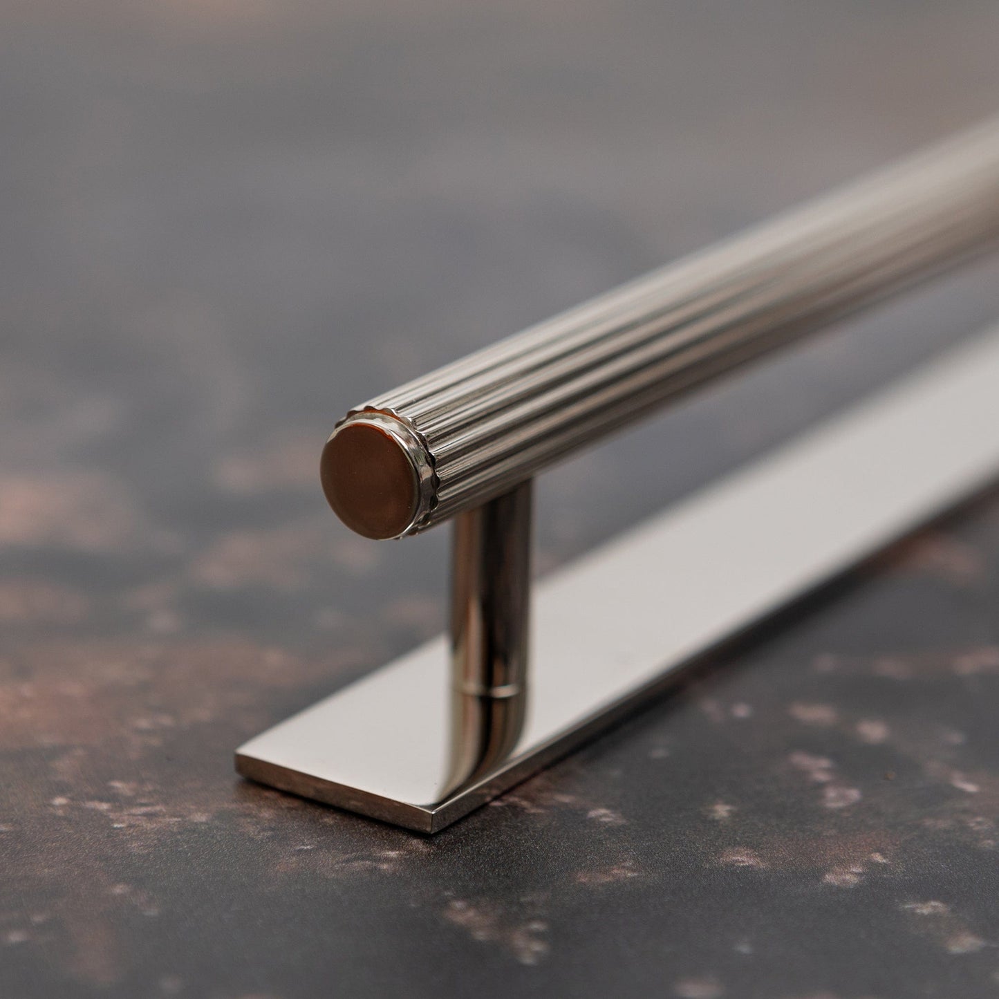 Solid Brass Straight Knurled Kitchen Pull Handles & Knobs - Polished Nickel Finish