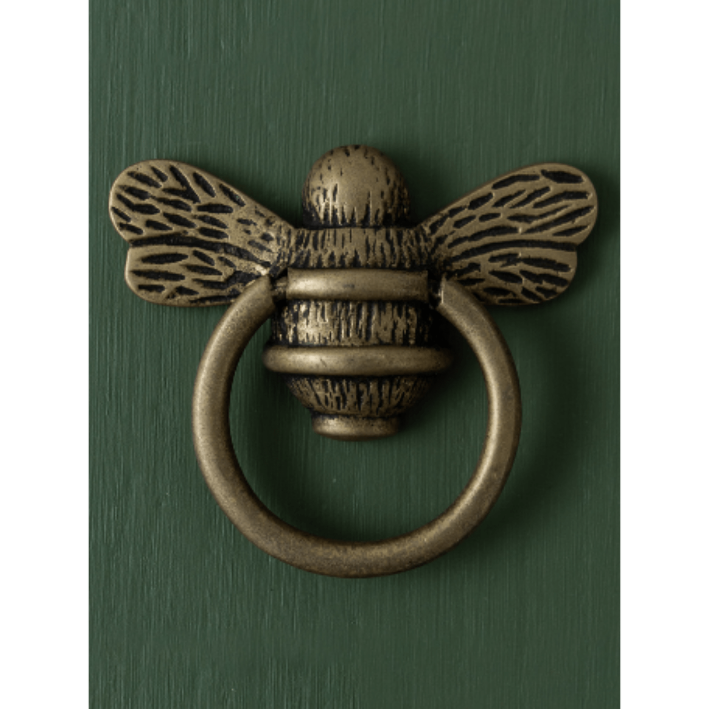 Brass Bee Ring Pull Cabinet Handle - Heritage Finish - Brass bee