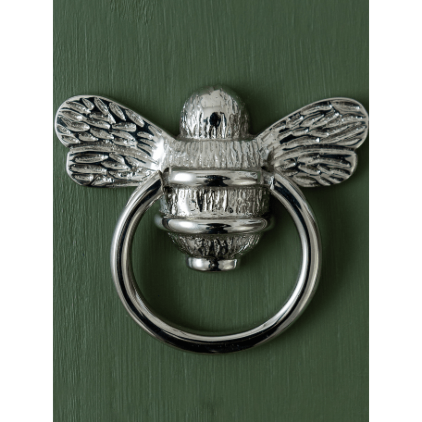 Brass Bee Ring Pull Cabinet Handle - Nickel Finish - Brass bee