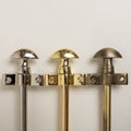 Brass bee Nickel Stair Rods with Mushroom Finials - 725mm in three finishes: polished nickel, antique brass, and satin brass, featuring a smooth cylindrical rod with a rounded finial.
