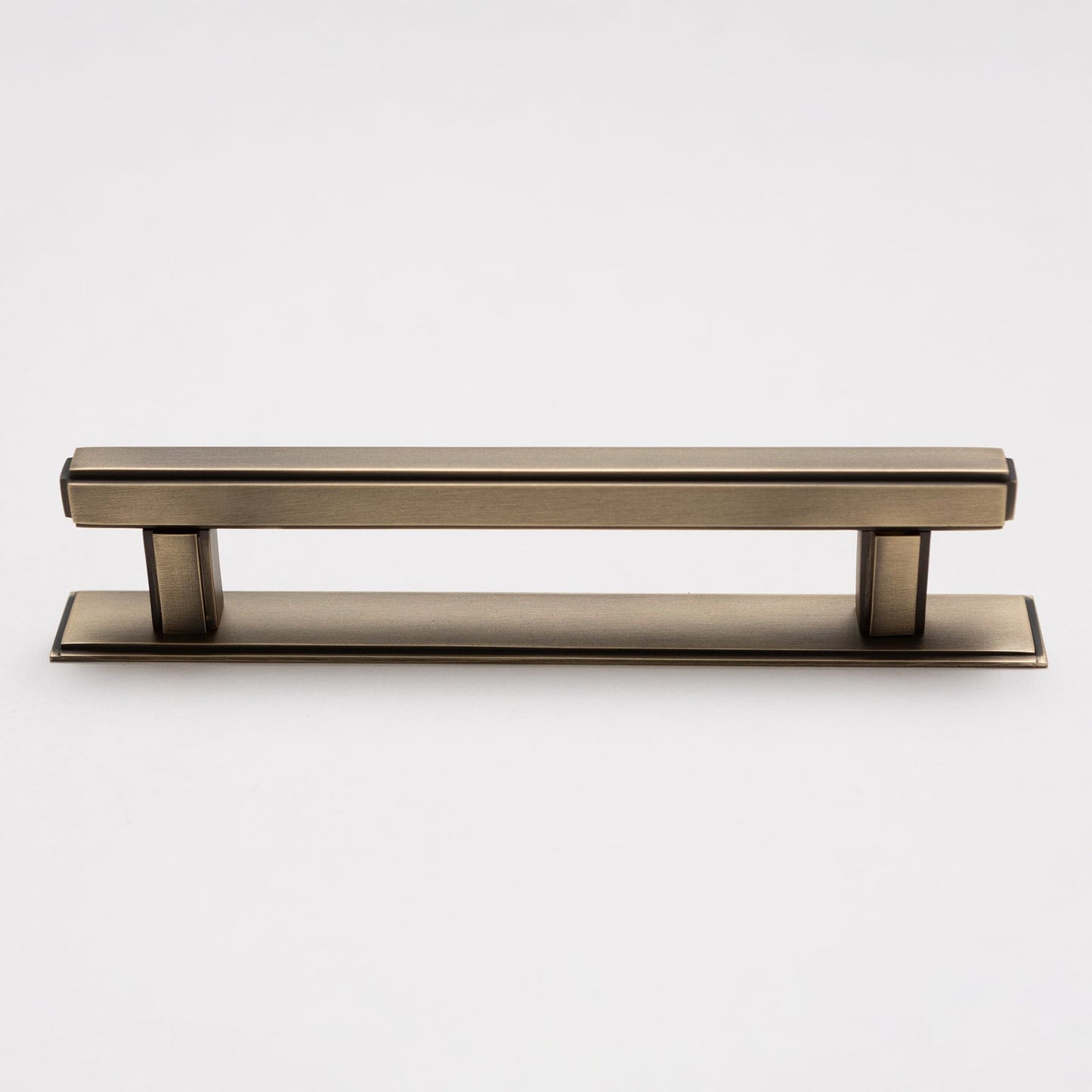 Solid Brass Art Deco Kitchen Pull Handles & Knobs with Backplates - Antique Brass Finish