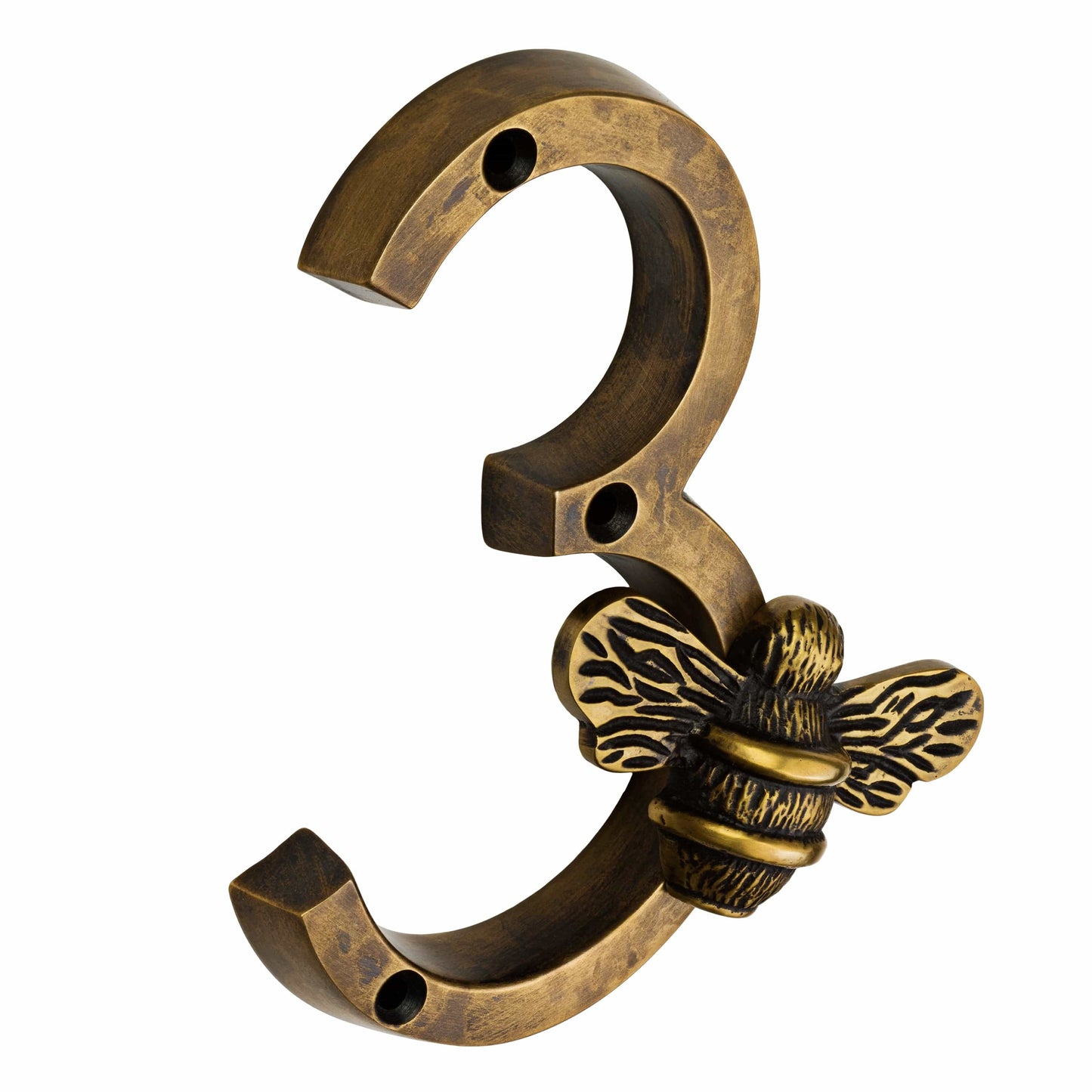 Brass bee Premium House Numbers with Bee in Heritage Finish 0-9 - 4 Inch Pre-order (1-2 weeks) - Brass bee