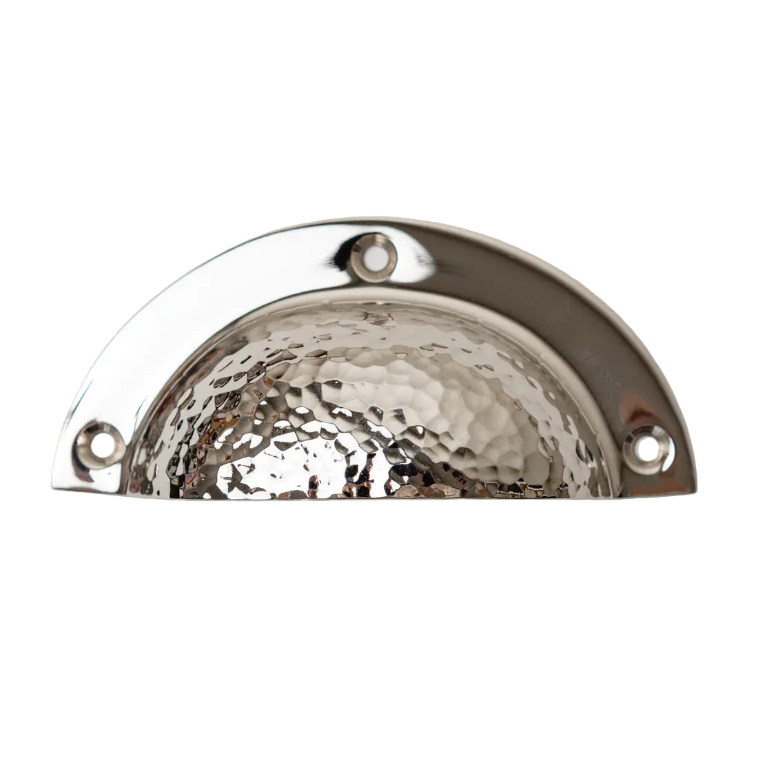 Solid Brass Nickel Hammered Cabinet Pull Handles & Knobs - Polished Nickel Finish