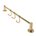 Polished Brass Hook Rail with 3 Brass Hooks - Solid Brass