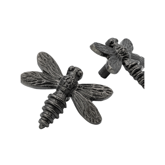 Brass Dragonfly Drawer Knob - Black Finish - Brass bee