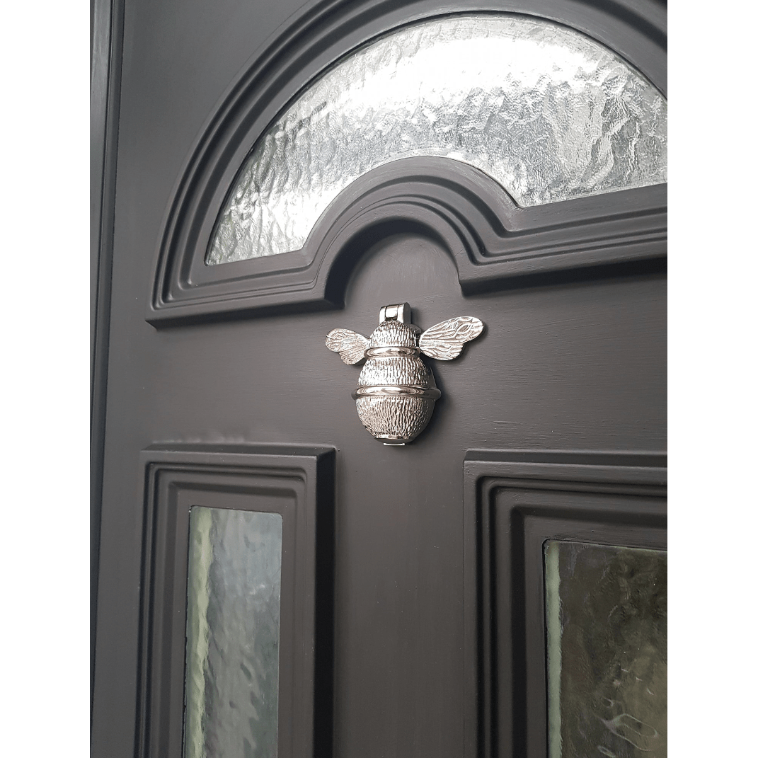 Brass Bumble Bee Door Knocker - Nickel Finish - Brass bee