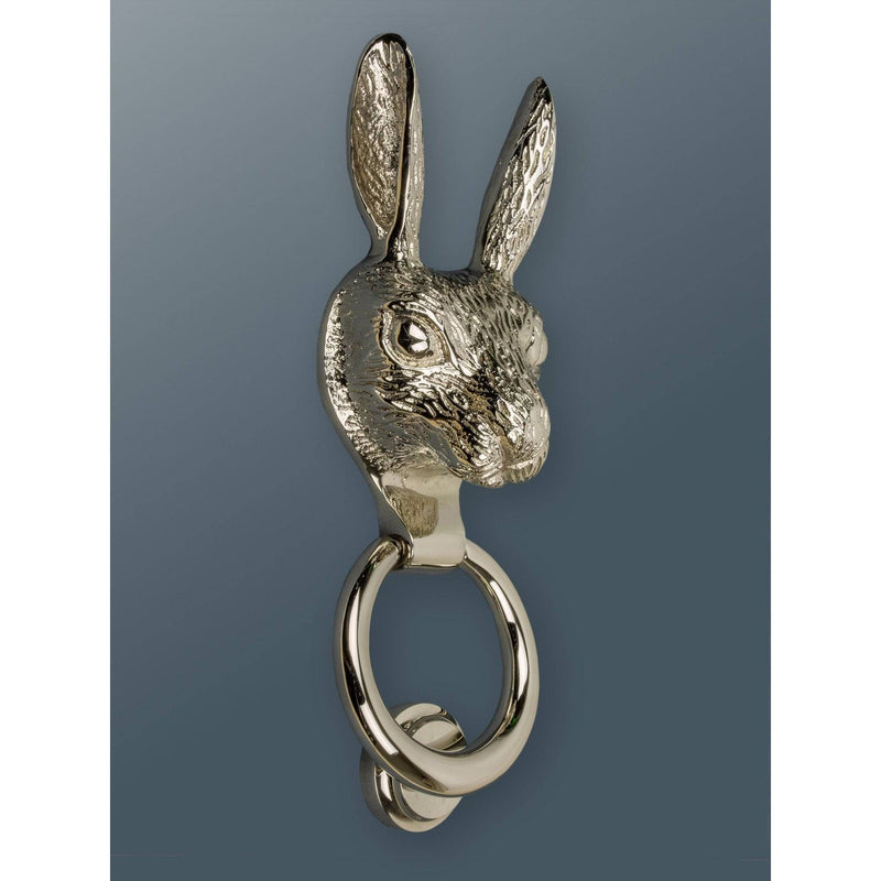Brass Hare Door Knocker - Nickel Finish - Rabbit Door Knockers - Brass bee