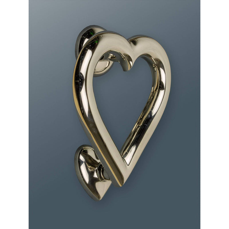 Brass Love Heart Door Knocker - Nickel Finish - Brass bee